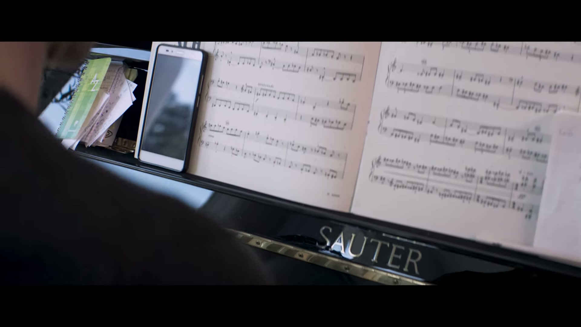 Sheet music on the piano